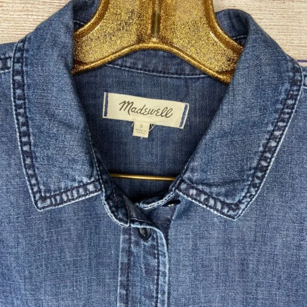 Madewell Chambray Long Sleeve Shirtdress Size S - Picture 5 of 6